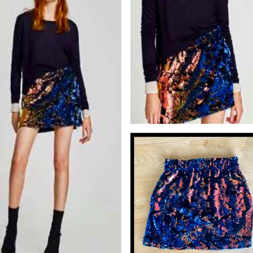 Zara Multicolor Sequin Mini Skirt - Picture 13 of 16